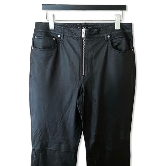 GRLFRND Julia Leather Pants black zipper straight leg soft flares FWRD Revolve - Picture 6 of 12